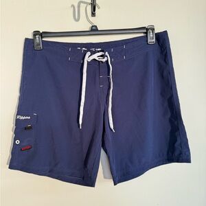Vintage Surf Y2K Maui Rippers Board Shorts Womens 14 Navy Swim Trunks Pocket 8"